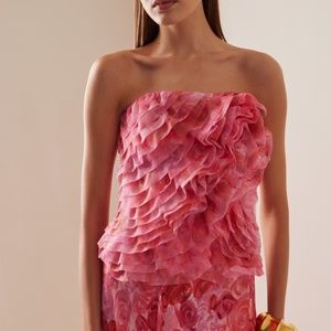 Aje Charmed Strapless Ruffled Bustier Top